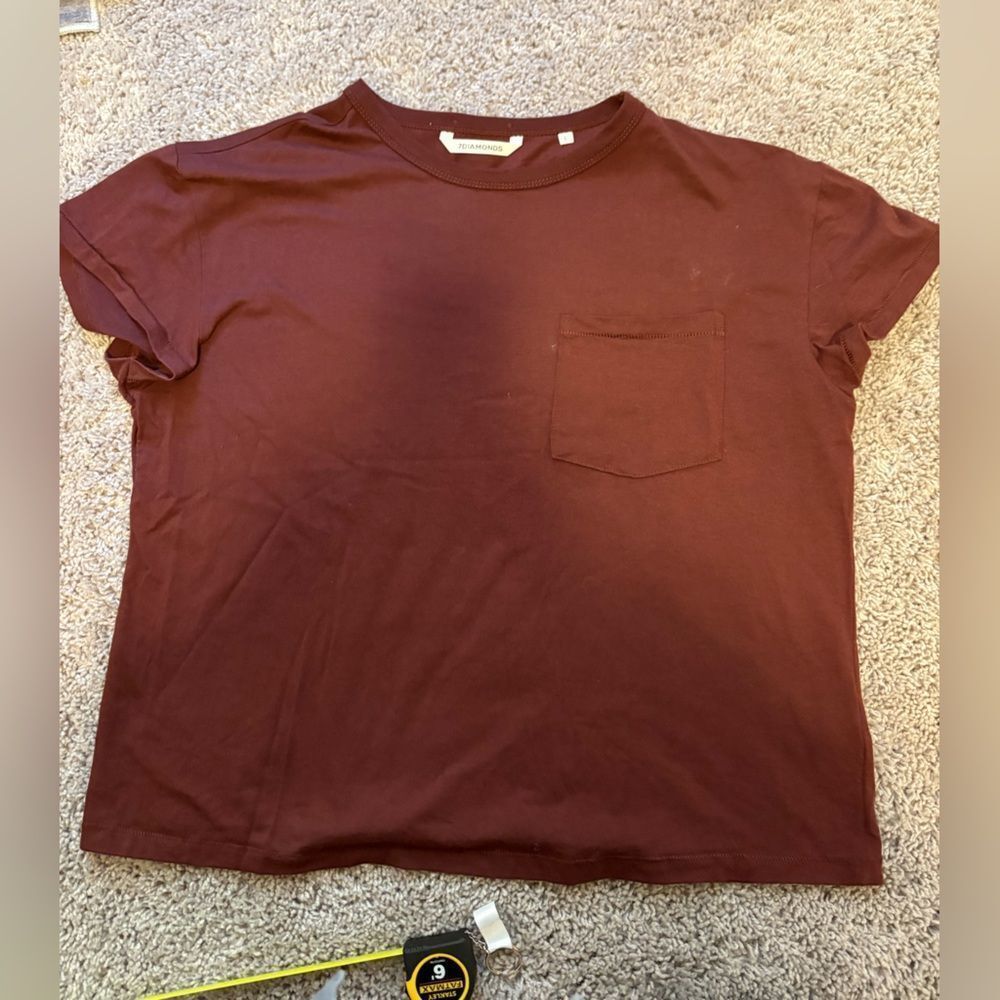 7 Diamonds Women's Burgundy Pocket Tee